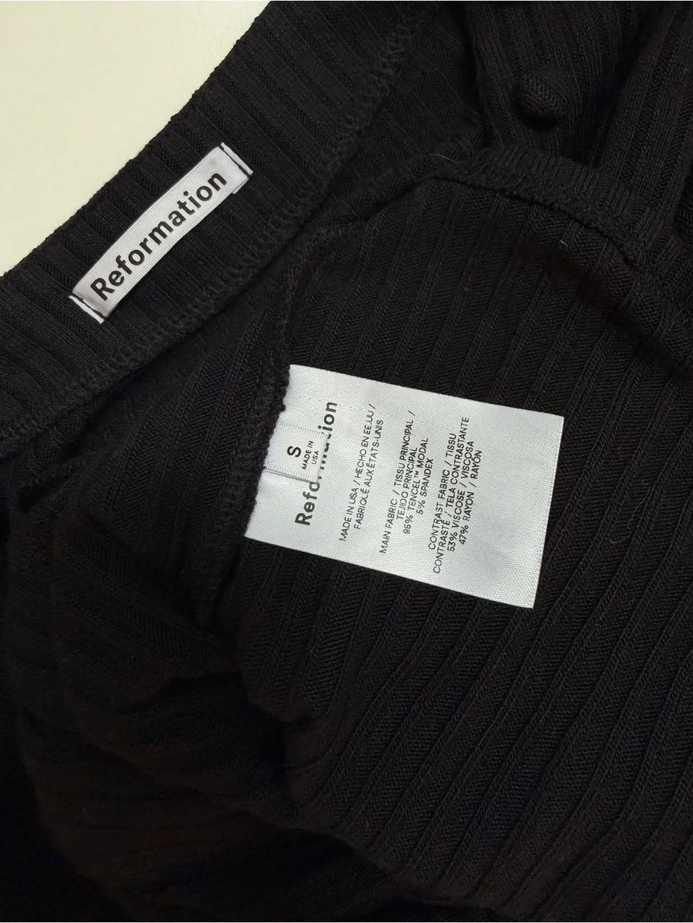 Reformation Kalina Knit Top Black V-Neck Button Front Ribbed Cardigan Size S